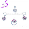 new design micro pave ruby silver jewelry women wedding set